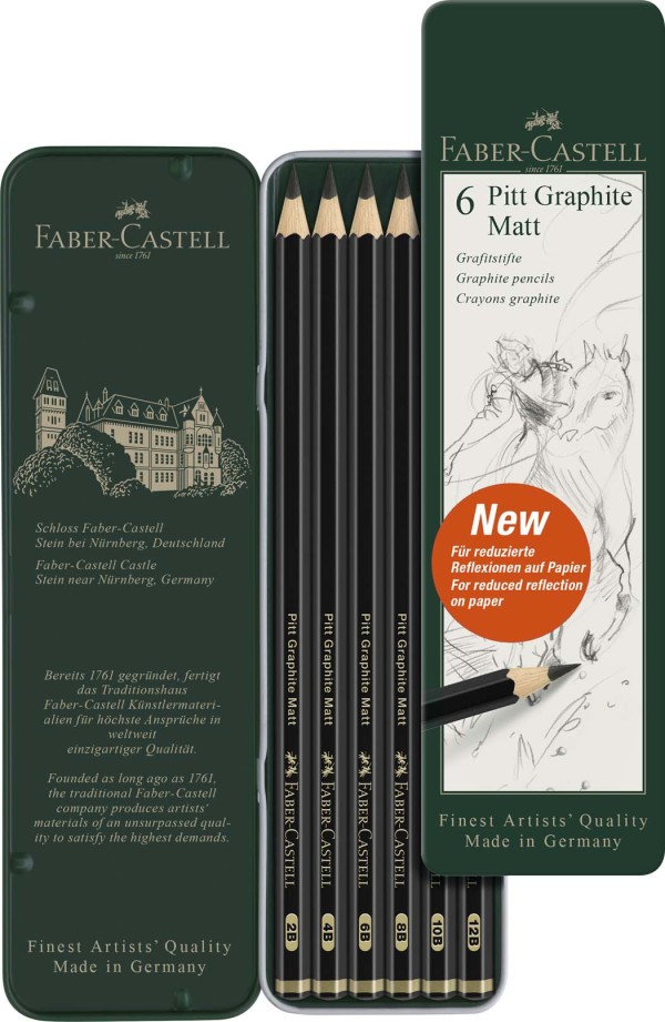Encontraproduto.com.br - Lápis Grafite Graduado Pitt Graphite Matt Estojo com 6 unidades Faber-Castell