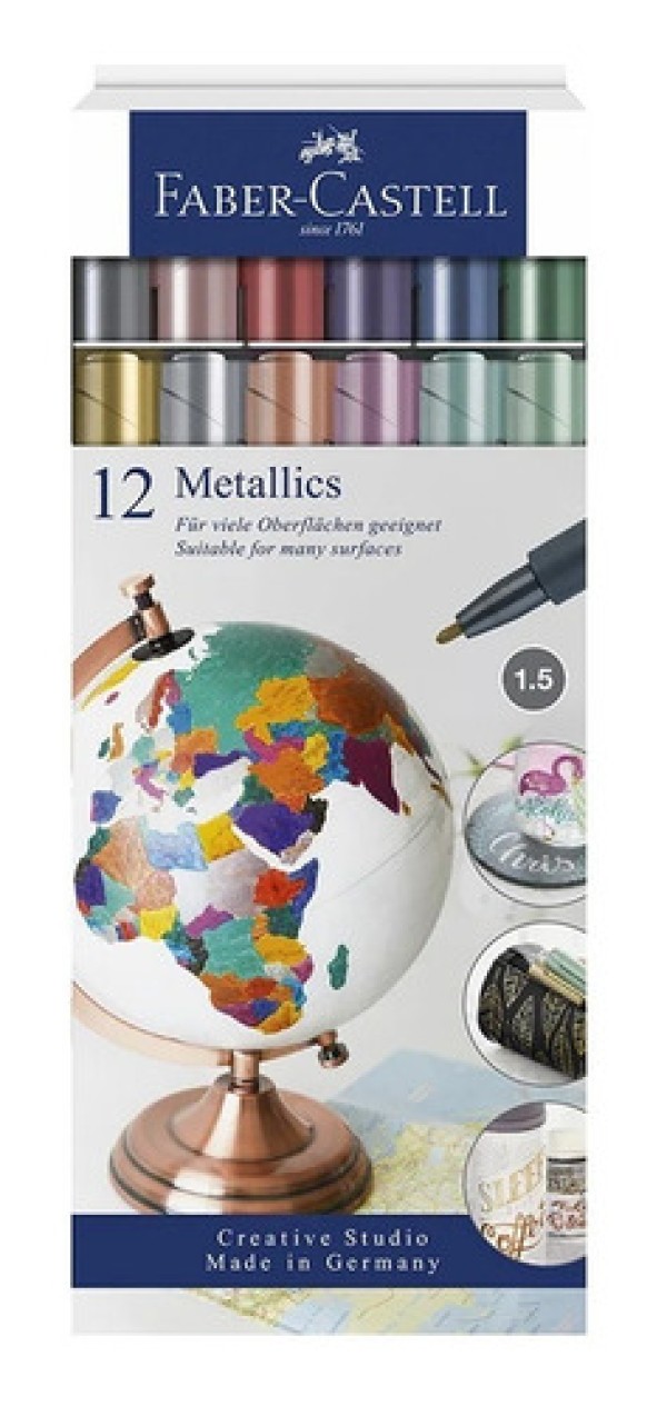 Marcador Permanente Metálico Estojo com 12 Cores Faber-Castell