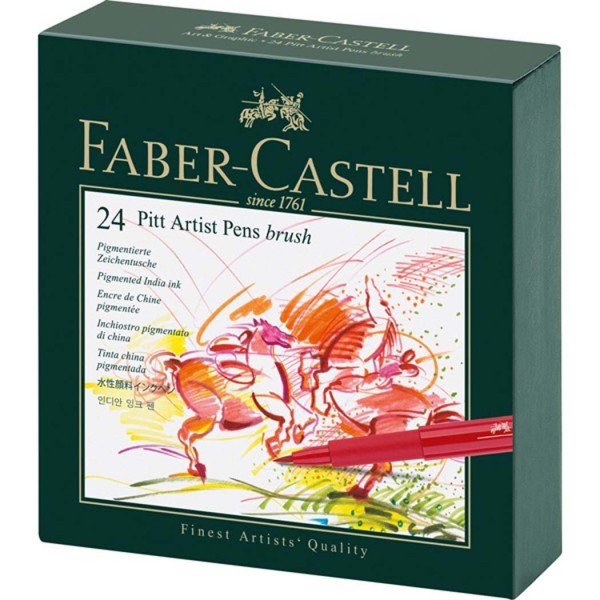 Encontraproduto.com.br - Caneta Pincel Pitt Estojo com 24 Cores Gift Box Ref.167147 Faber-Castell