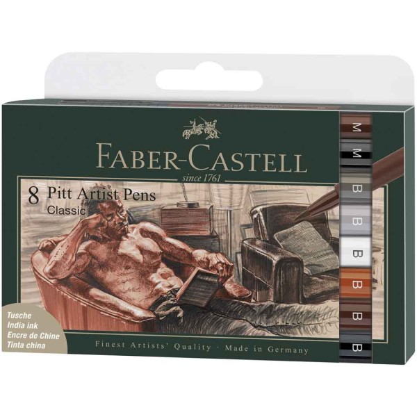 Caneta Pincel Pitt Estojo com 6 Classic Ref.167172 Faber-Castell