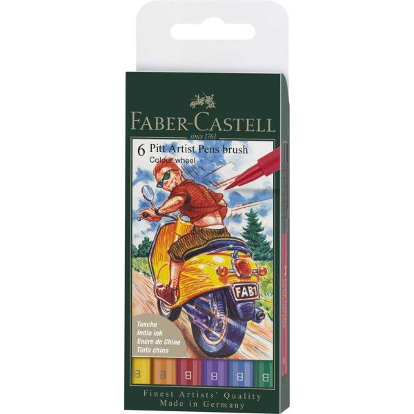 Caneta Pincel Pitt Estojo com 6 Colour Wheel Ref.167174 Faber-Castell