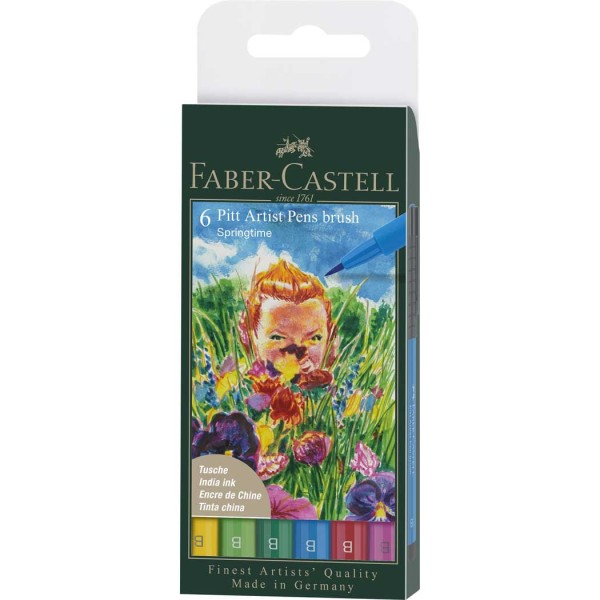Caneta Pincel Pitt Estojo com 6 Springtime Ref.167177 Faber-Castell