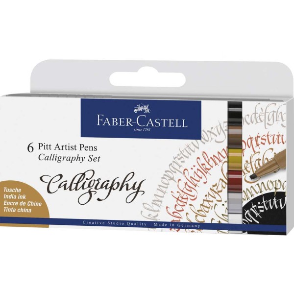 Caneta Pitt Caligraphy Estojo com 6 Unidades Ref.167504 Faber-Castell