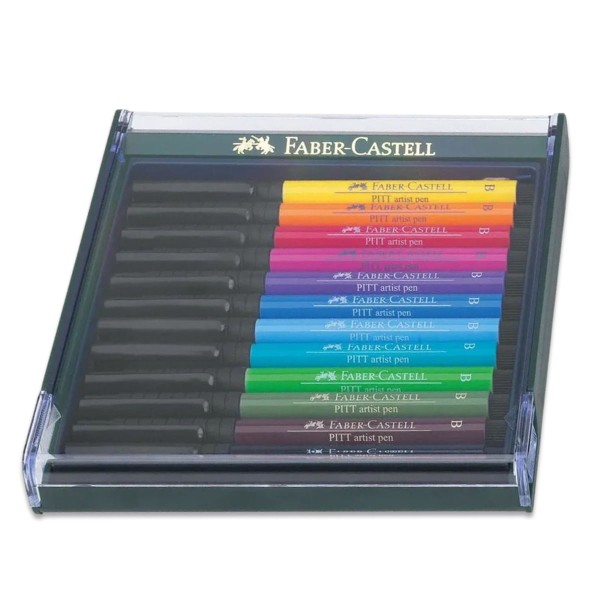 Encontraproduto.com.br - Caneta Pincel Pitt Estojo com 12 Tons Básico Ref.267421 Faber-Castell