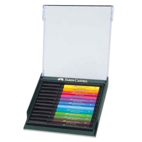 Encontraproduto.com.br - Caneta Pincel Pitt Estojo com 12 Tons Básico Ref.267421 Faber-Castell