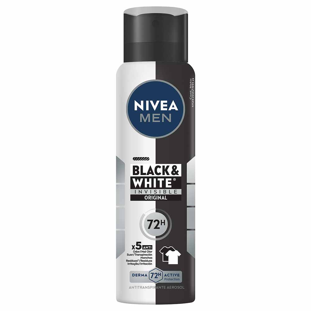 Desodorante Masculino Aerosol NIVEA MEN - Invisible for Black & White