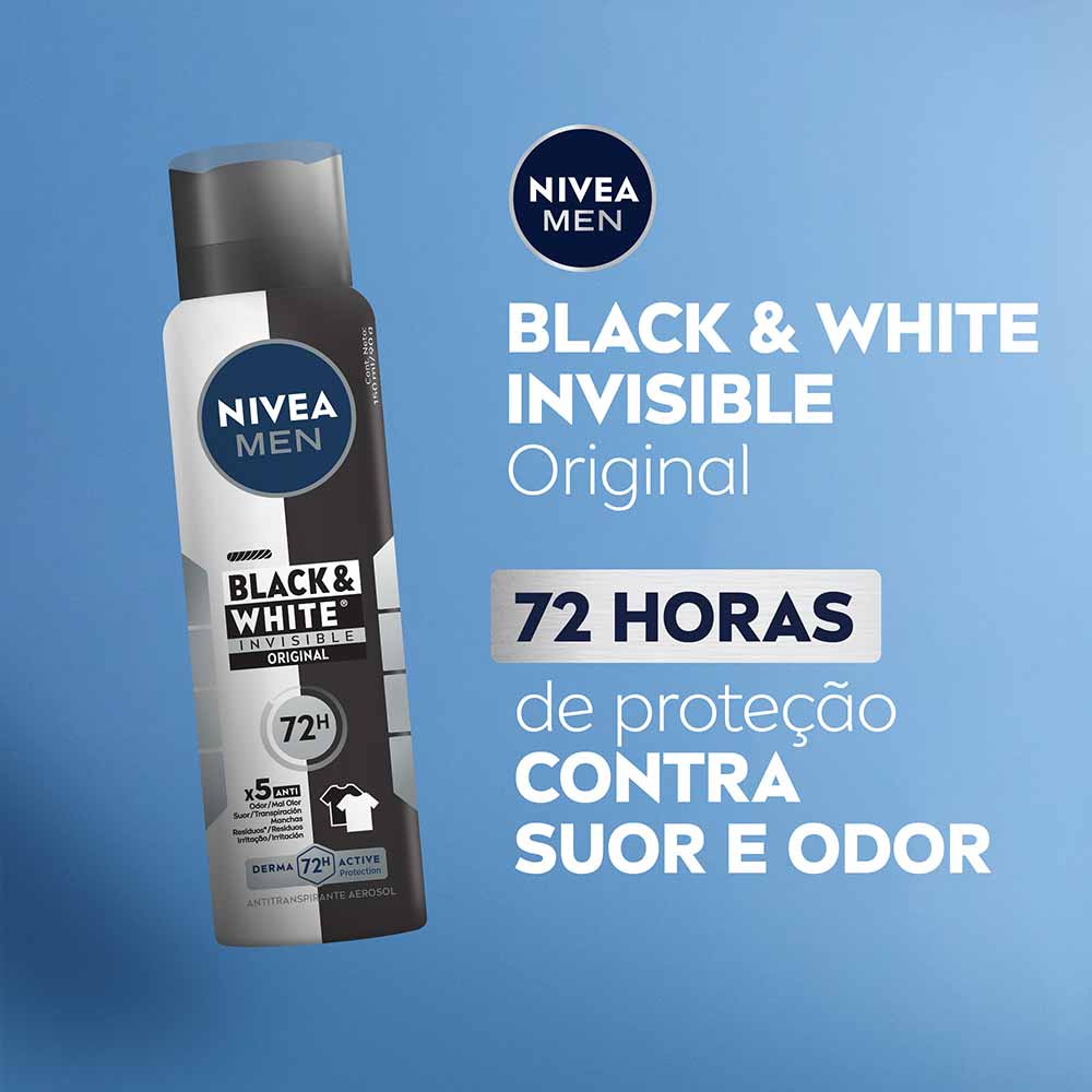 Desodorante Masculino Aerosol NIVEA MEN - Invisible for Black & White
