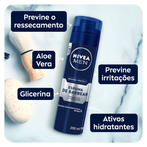 Encontraproduto.com.br - Espuma de Barbear NIVEA Men Original Protect 200ml