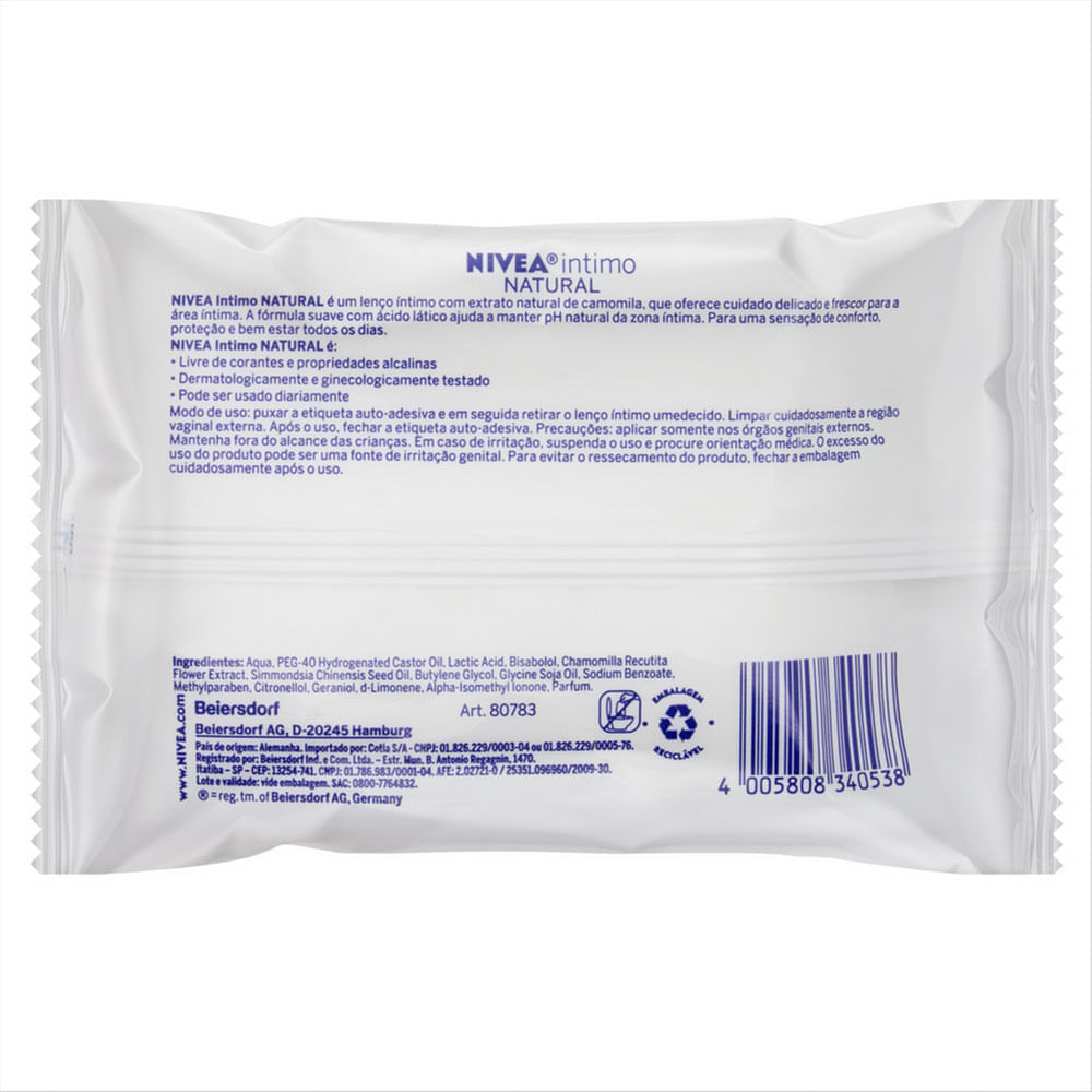 Encontraproduto.com.br - NIVEA LENCOS INTIMO NATURAL C/20 @