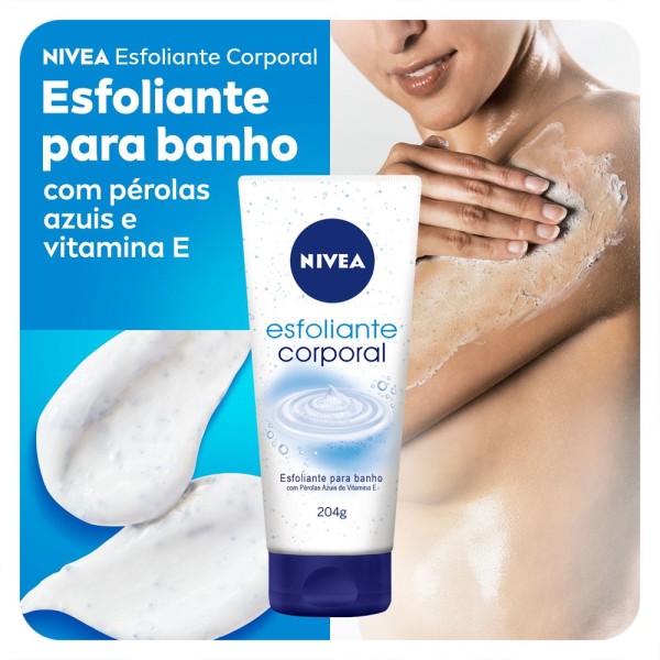Encontraproduto.com.br - Kit Esfoliante Corporal Nivea para Banho 200ml + Sabonete Líquido Nivea Natural Oil 200ml