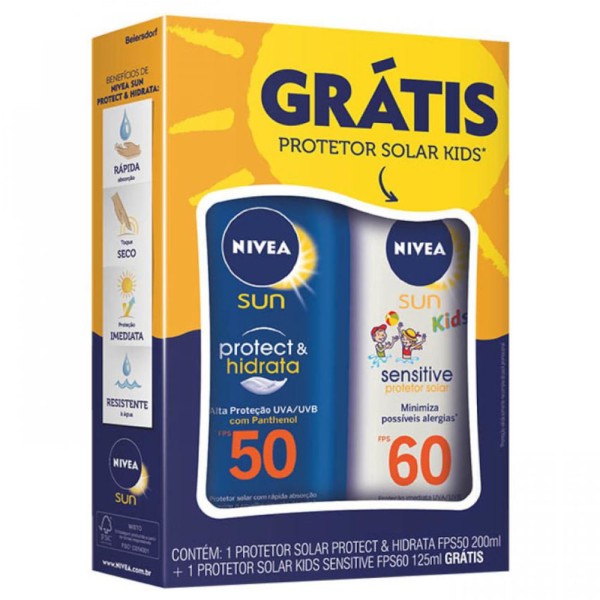 Kit Protetor Sol Nivea Prot/Hidratante Fps50 200M + Grt Kids Fps60 125Ml - Nivea Sun