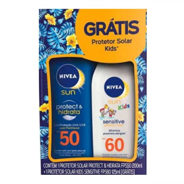 Encontraproduto.com.br - Kit Protetor Sol Nivea Prot/Hidratante Fps50 200M + Grt Kids Fps60 125Ml - Nivea Sun