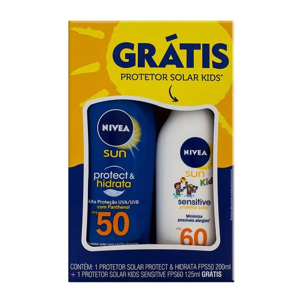 Encontraproduto.com.br - Kit Protetor Sol Nivea Prot/Hidratante Fps50 200M + Grt Kids Fps60 125Ml - Nivea Sun