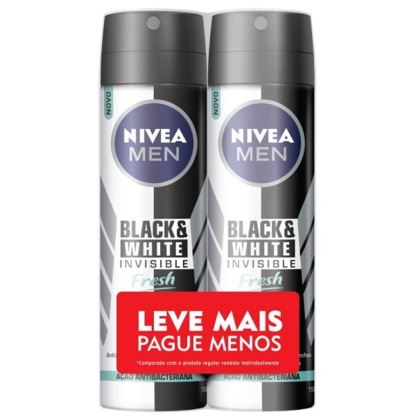 Encontraproduto.com.br - Desodorante Aerossol Nivea Pack B&wh Fresh Men 2 Unidades 150ml