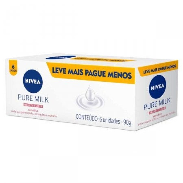 Sabonete Pure Milk Sensitive Nivea 90g - 6 unidades