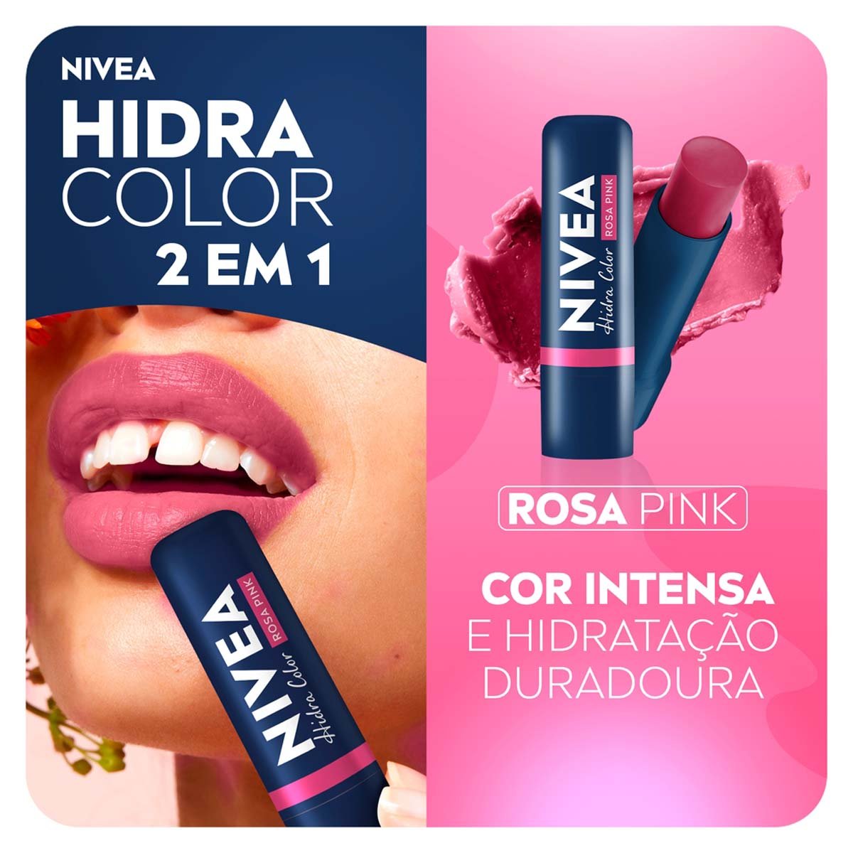 Encontraproduto.com.br - Protetor Labial Nivea Hidra Color Pink 2 em 1 4,8g