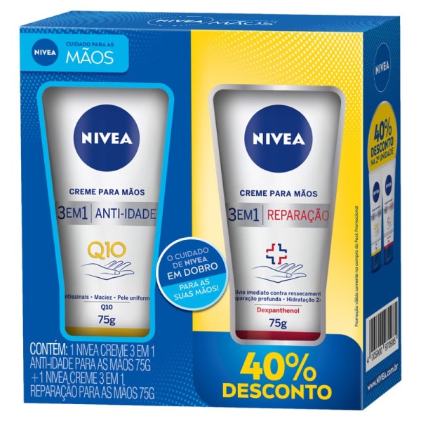 Encontraproduto.com.br - Kit Hidratante Para Mãos Nivea Q10 75g