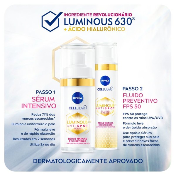 Encontraproduto.com.br - Kit Nivea Cellular Luminous Sérum 30ml + Fluido Fps 50 40ml Tipo De Pele Todo Tipo De Pele