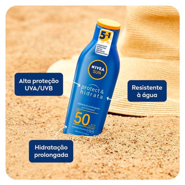 Encontraproduto.com.br - Kit Protetor Solar Corporal Nivea Sun Protect & Hidrata FPS50 200ml + Protetor Solar Facial Nívea Sun Antissinais FPS70 40ml