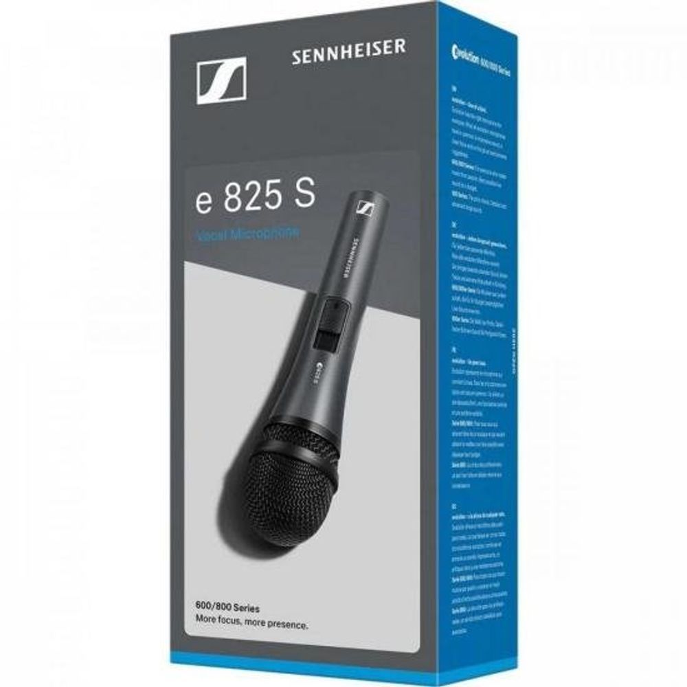 Encontraproduto.com.br - Microfone de Mão Sennheiser e825S Dinâmico Cardióide XLR Portátil com Interruptor On/Off