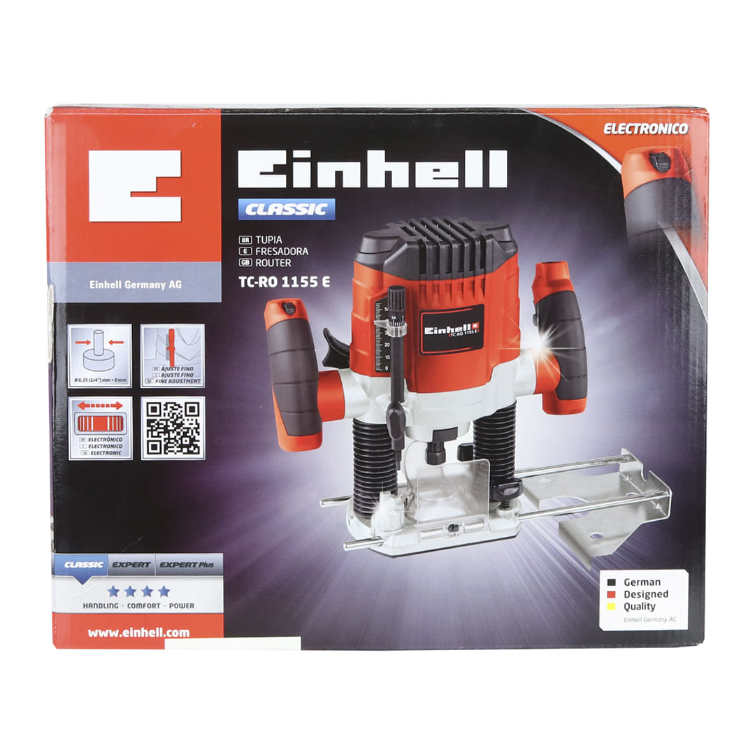 Encontraproduto.com.br - Tupia de Coluna Profissional 1100W 2 Pinças TC-RO 1155 Einhell