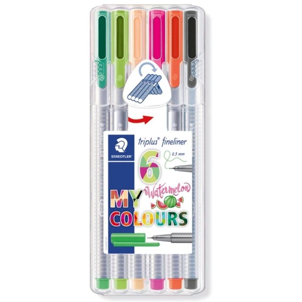 Caneta Triplus Fineliner 334 My Colours 0.3mm em Formato Triangular Estojo c/ 6 cores Staedtler