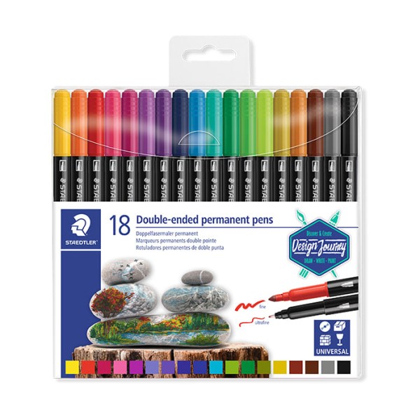 Encontraproduto.com.br - Caneta Permanente de Ponta Dupla 3187 c/ 18 Cores Sortidas Staedtler