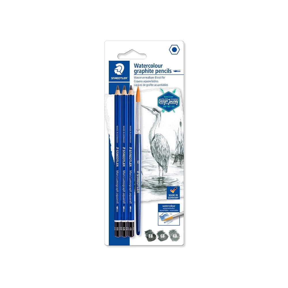 Encontraproduto.com.br - Lápis Graduado Aquarela Lumograph Kit com 3 Unidades Staedtler