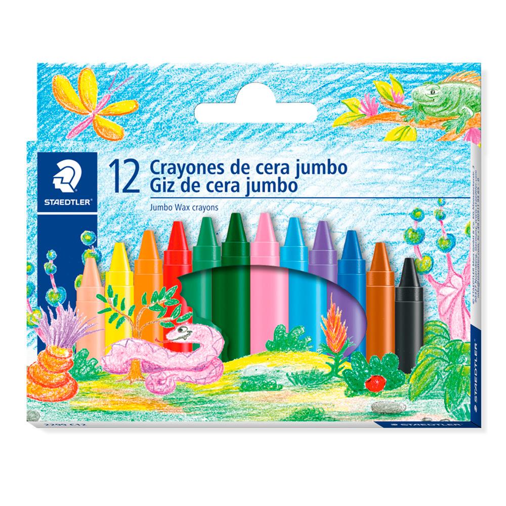 Giz de Cera Staedtler Redondo com 12 Cores Vibrantes 60g