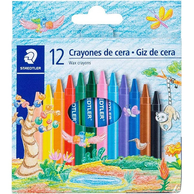 Encontraproduto.com.br - Giz de Cera Staedtler Redondo com 12 Cores Vibrantes 60g