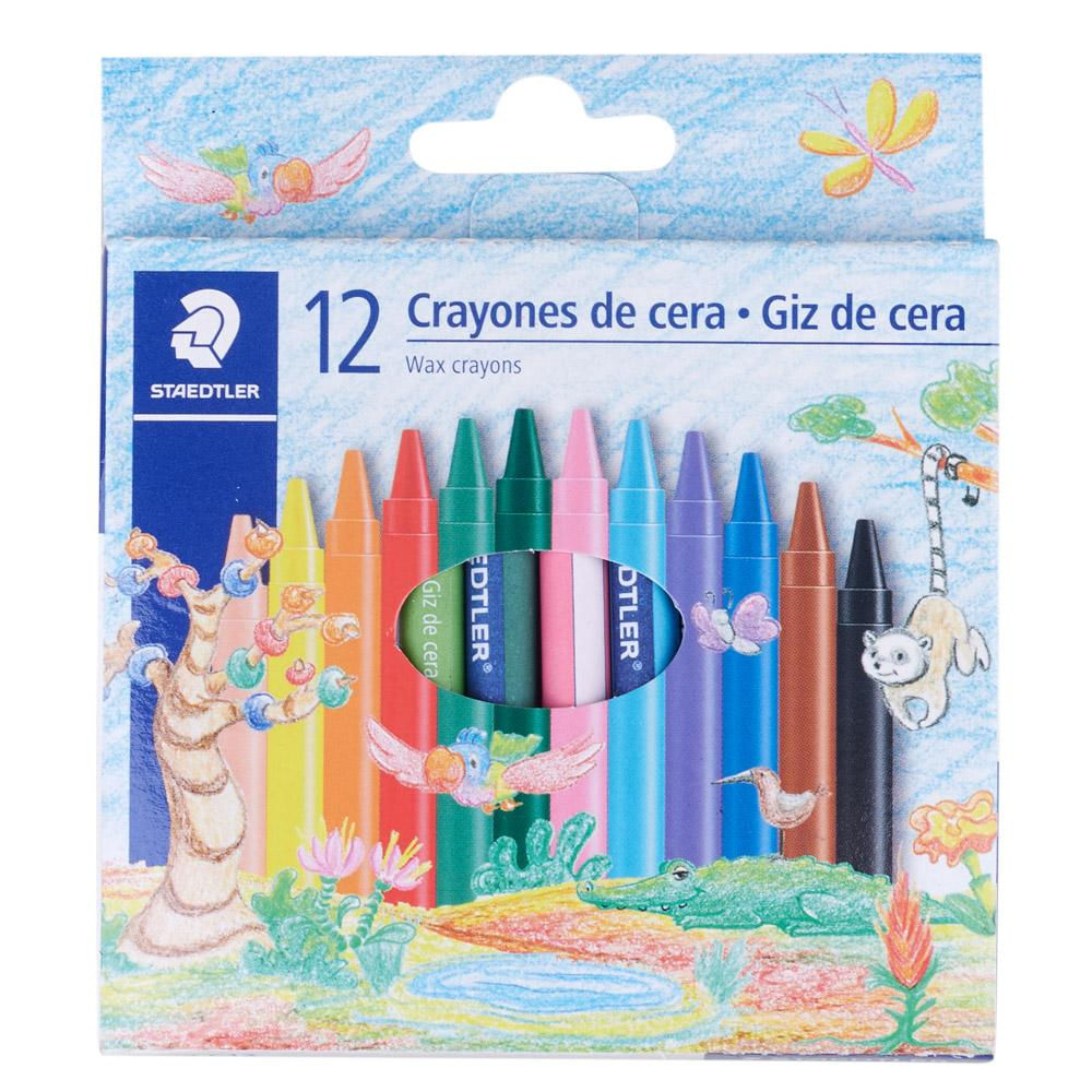 Encontraproduto.com.br - Giz de Cera Staedtler Redondo com 12 Cores Vibrantes 60g