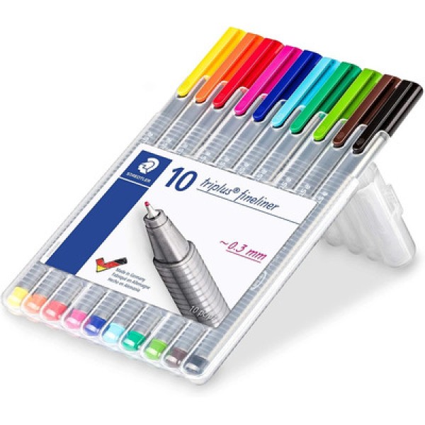 Encontraproduto.com.br - Caneta Triplus Fineliner 0,3 mm Estojo com 10 Cores Staedtler
