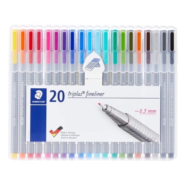 Encontraproduto.com.br - Caneta Triplus Fineliner 334 0.3mm em Formato Triangular Estojo c/20 cores Staedtler