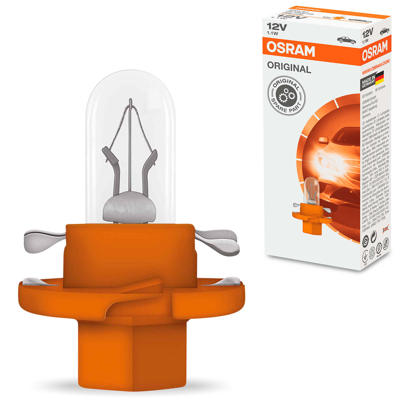 Encontraproduto.com.br - Lâmpada Osram Halógena MFX6 Standard Original Line 3200K 12V 1,1W Painel Carro