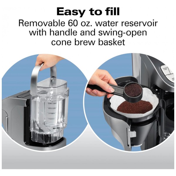 Encontraproduto.com.br - Cafeteira Elétrica Programável 1.7L com Tela LCD, 1350W, 110v, HAMILTON BEACH PROFESSIONAL 49500, Preto