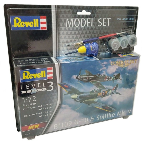 Encontraproduto.com.br - Kit Plástico Messerschmitt Bf109G10 e Spitfire Mk.V 1/72 Revell 63710
