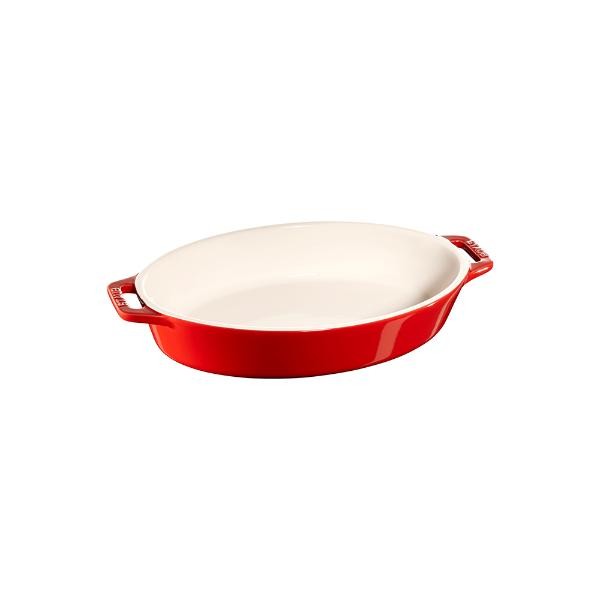 Travessa oval em cerâmica Staub 29cm cereja