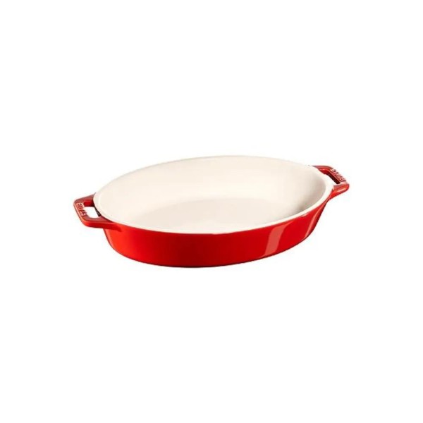 Travessa oval em cerâmica Staub 23cm cereja