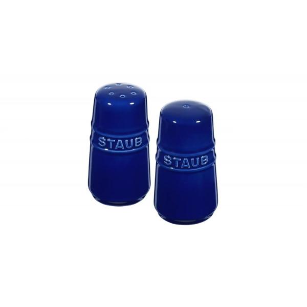 Mini saleiro e pimenteiro em cerâmica Staub 7cm 2 peças azul