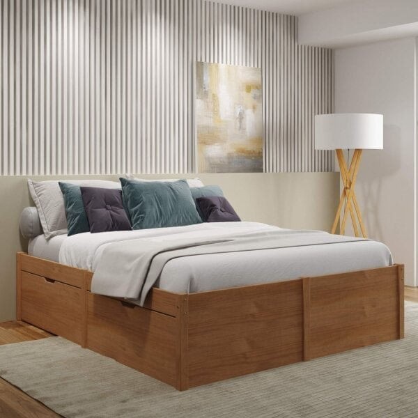 Encontraproduto.com.br - Cama Queen 4 Gavetas Madeira Maciça Beauty Espresso Móveis Amendoa