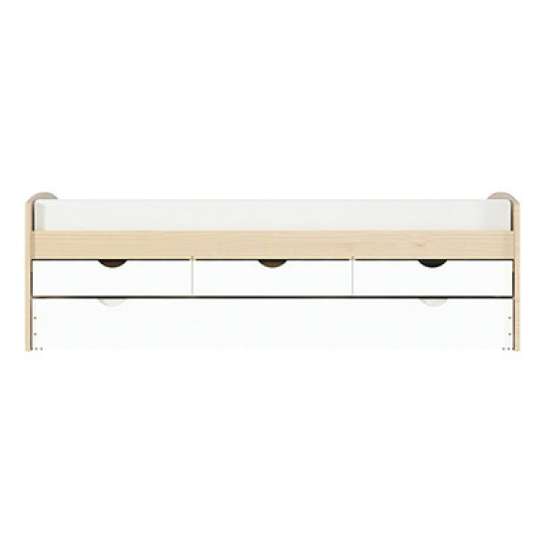 Encontraproduto.com.br - Bicama Solteiro 3 Gavetas em Madeira Maciça Ulli Natural/Branco