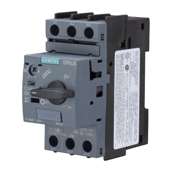 Encontraproduto.com.br - DISJUNTOR MOTOR TRIPOLAR 1,1-1,6A 3RV20111BA10 SIEMENS