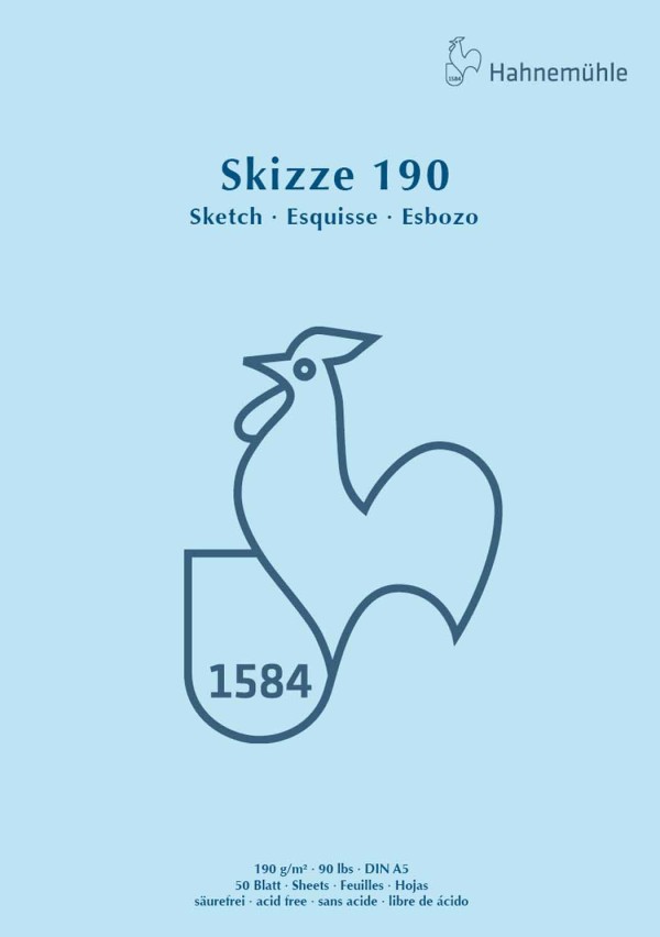 Bloco Desenho Skizze Pad 190 g/m² A-5 com 50 Folhas Hahnemuhle