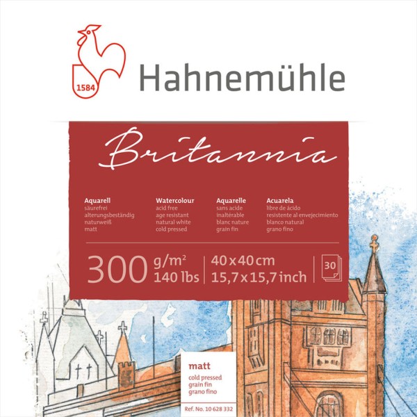Encontraproduto.com.br - Bloco Aquarela Britânnia 300 g/m² Fine 40 x 40 cm com 30 Folhas Hahnemuhle