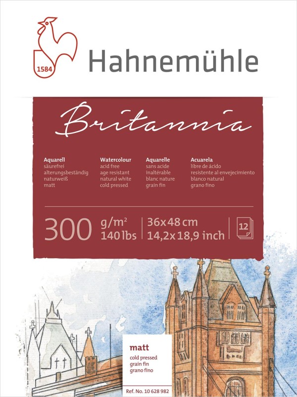 Encontraproduto.com.br - Bloco Aquarela Britânnia 300 g/m² Fine 36 x 48 cm com 12 Folhas Hahnemuhle