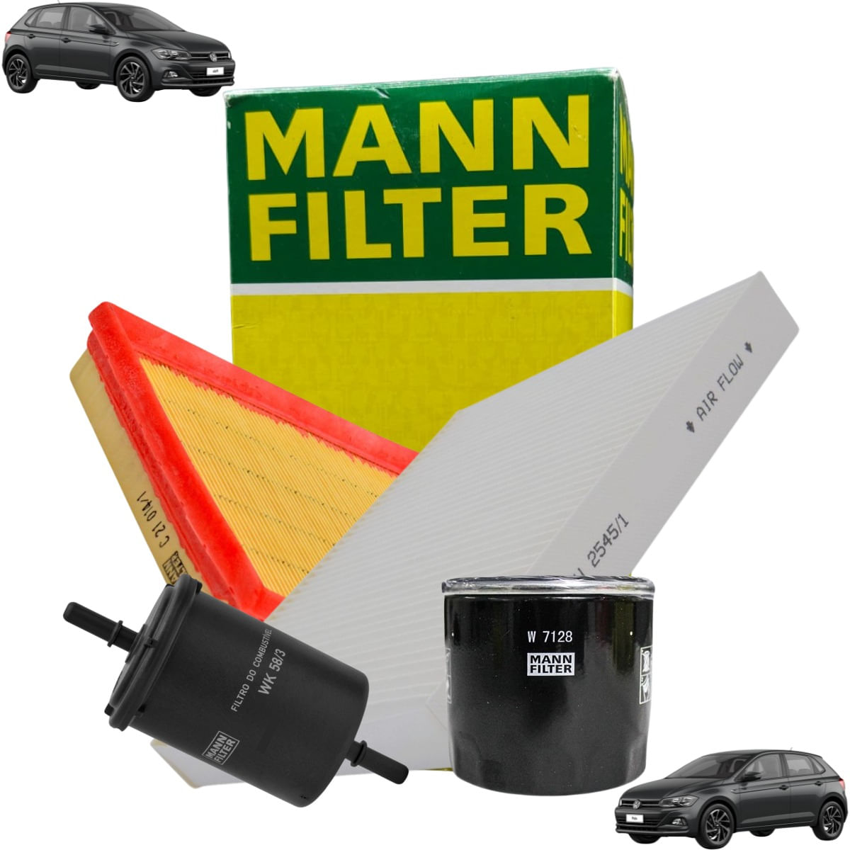 Encontraproduto.com.br - Kit de Filtros Mann Filter Polo 2017 em diante|Virtus 2018 em diante|Saveiro 2018 em diante - Todos 1.6 16V Flex