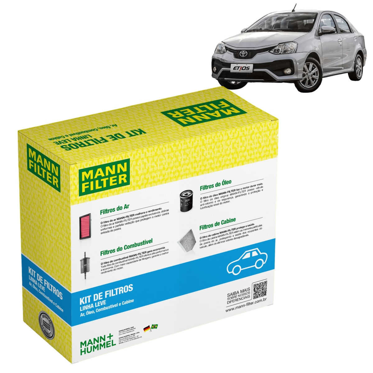 Encontraproduto.com.br - Kit de Filtros Mann Filter Etios 1.5 16V Flex 2016 em diante