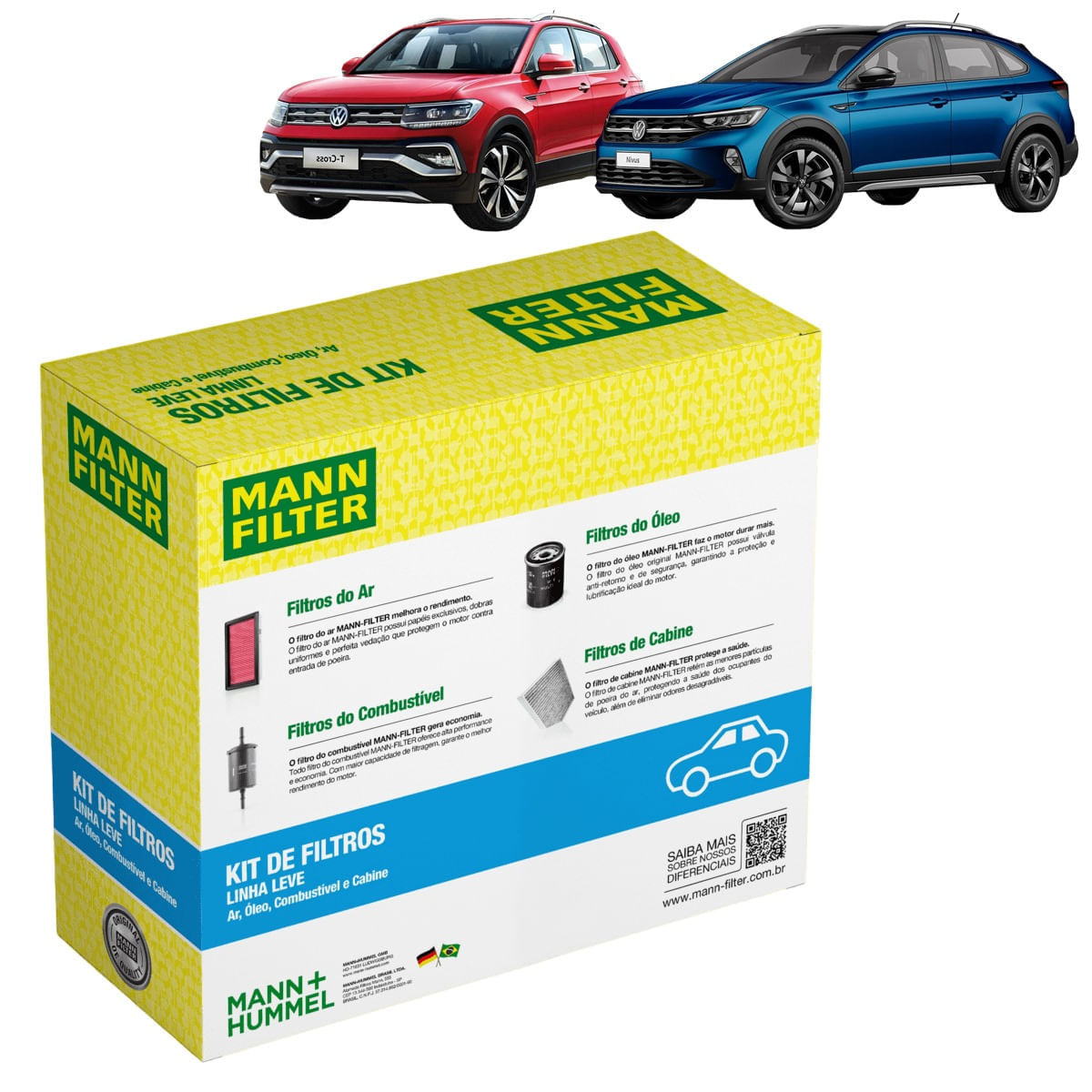 Encontraproduto.com.br - Kit de Filtros Mann Filter Nivus 1.0 12V Flex 2020 em diante|T-Cross 1.0 12V Flex 2019 em diante