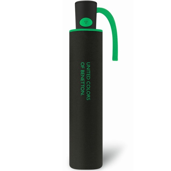 Encontraproduto.com.br - Guarda Chuva Automático Benetton Sombrinha De Bolsa Preto E Verde