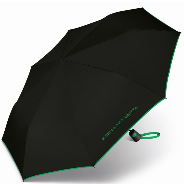 Encontraproduto.com.br - Guarda Chuva Automático Benetton Sombrinha De Bolsa Preto E Verde